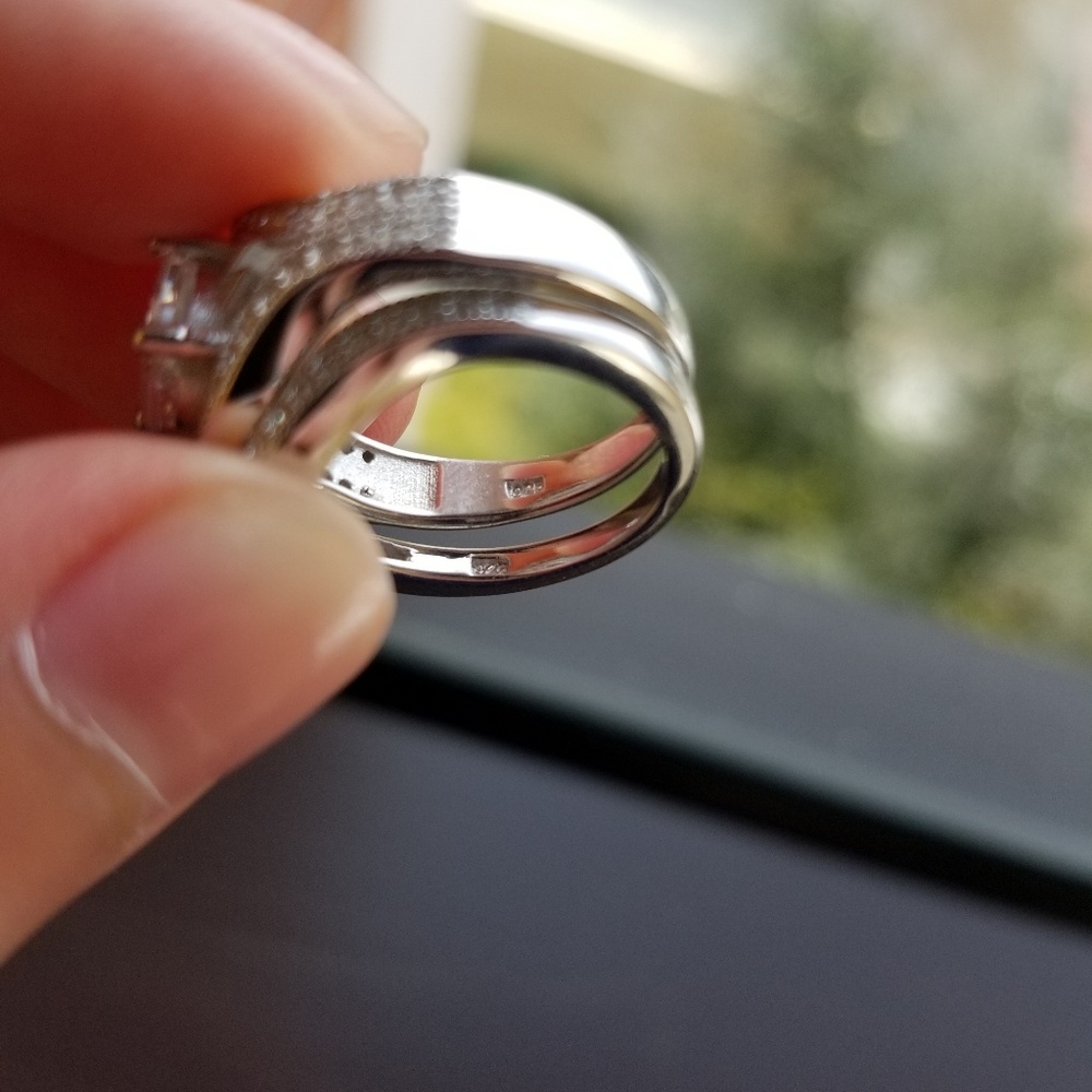 2ct Oval Pave Ring Set - Picture 4 of 5
